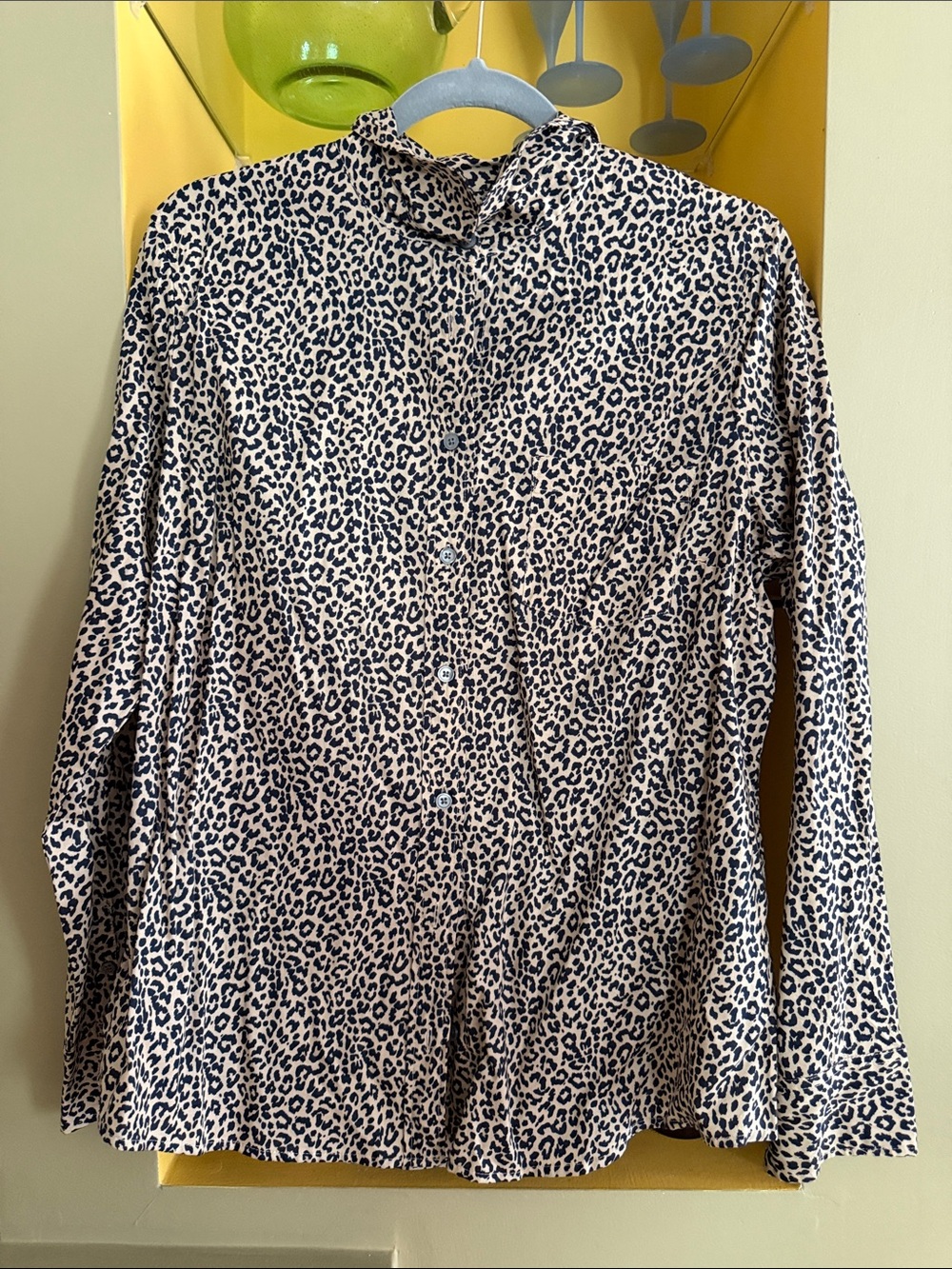 J. Crew Beige and Black Leopard Print Button-Down Shirt